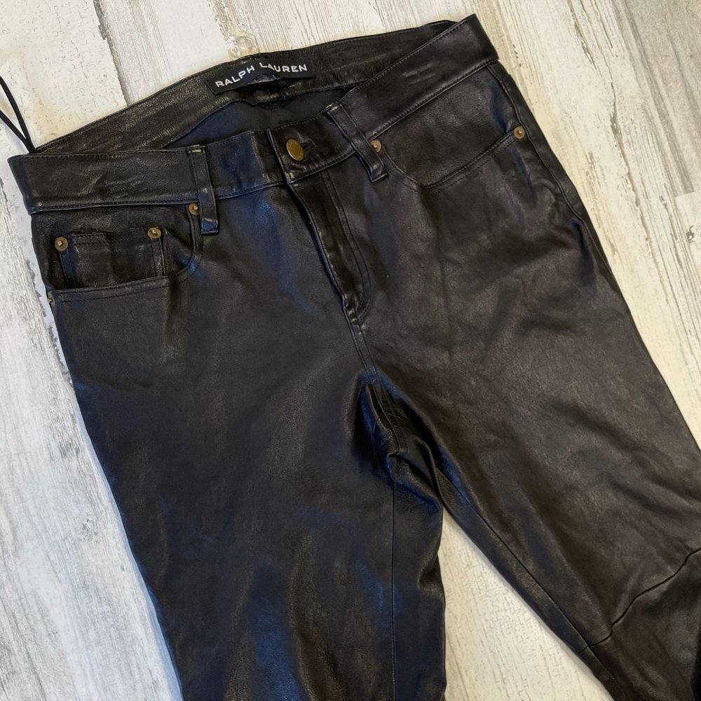 Ralph Lauren Black Leather Pants Size 30 x 28